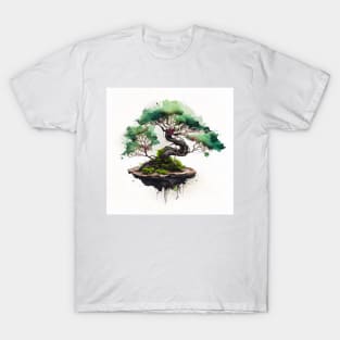 Watercolor Green Bonsai Tree T-Shirt